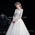 bridal luxury long sleeve lace tulle wholesale civil plus size wedding dress with sleeves